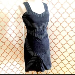 10 Crosby Derek Lam Black Mini Dress with White Stitching